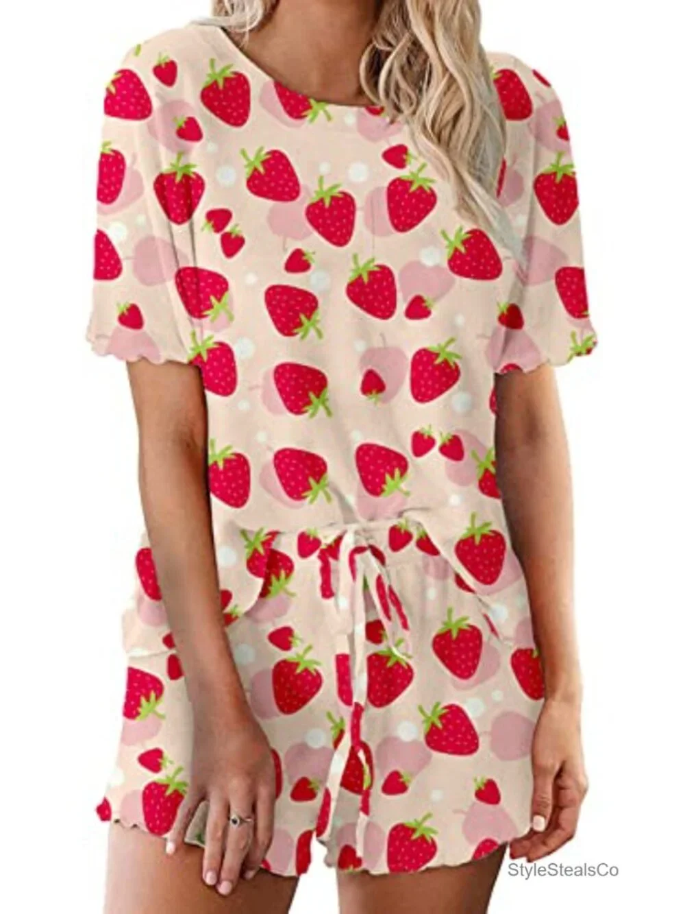 Women's Patriotic Pajama Set Top & Shorts Loungewear Cotton Blend